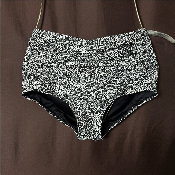 Lands' End‎ Women's XS-L, XS-L LONG High Waisted Bikini Swim Bottom Black/White - Picture 1 of 9